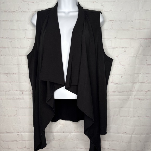 CJ‎ Banks - Versatile Black Open Waterfall Front Cardigan Vest- Women's X - Picture 1 of 11